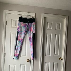 POPFLEX Pastel Tie-Dye Leggings with Black Side Panels